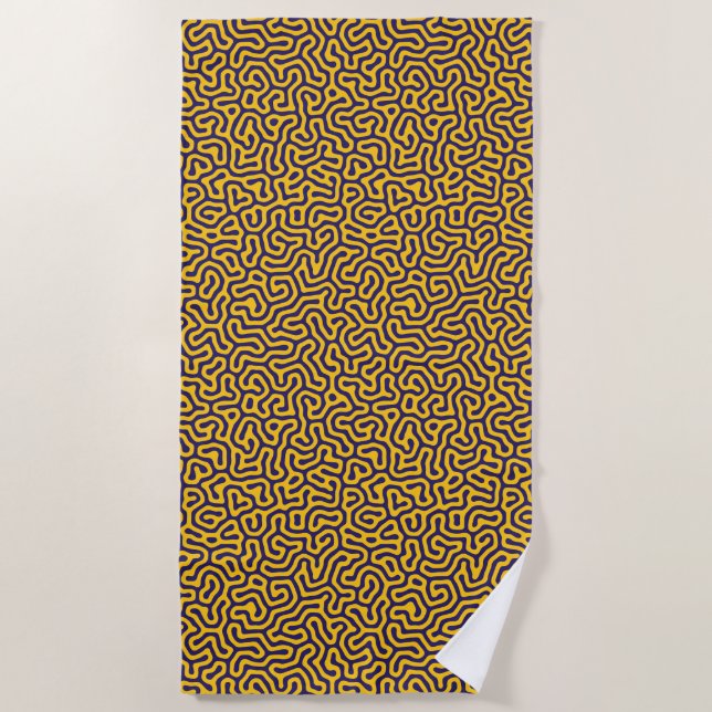 Explore Vibrant Abstract Patterns in Dark Purple Beach Towel (Front)