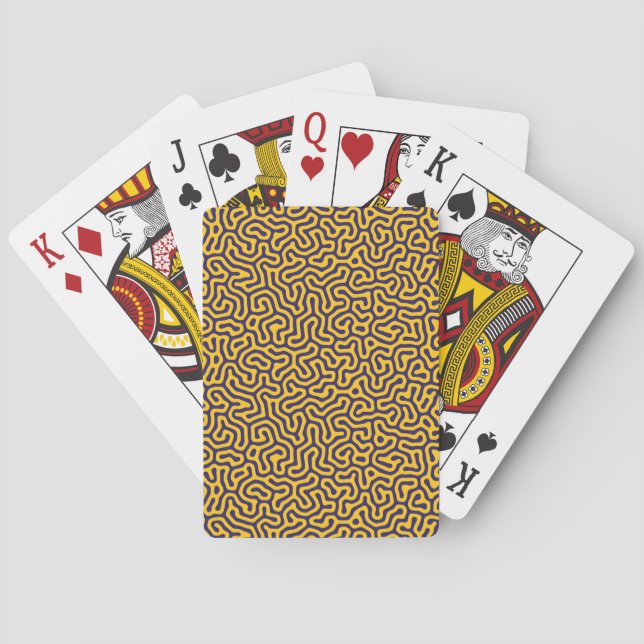 Explore Vibrant Abstract Patterns in Dark Purple Playing Cards (Back)