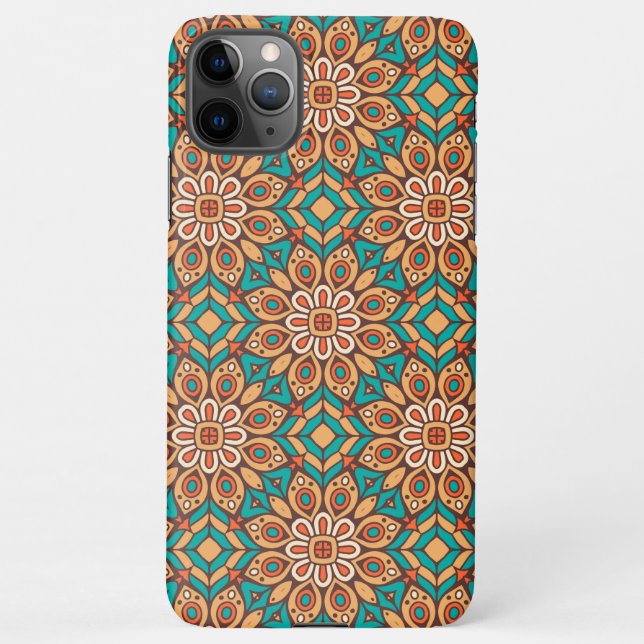 Explore Vibrant Floral Motifs in Geometric Pattern iPhone Case (Back)