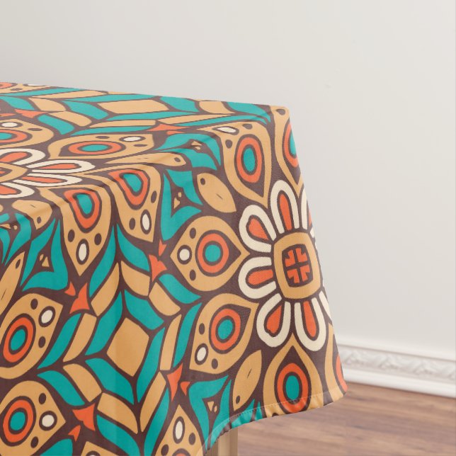 Explore Vibrant Floral Motifs in Geometric Pattern Tablecloth (In Situ)