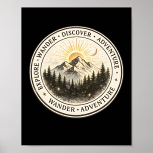 Explore Wander Discover Mountain Poster Art Print