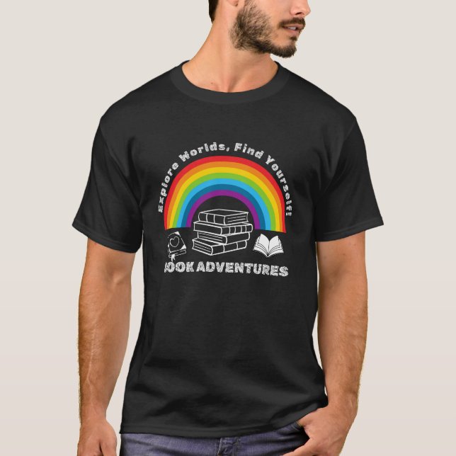Explore Worlds Book Adventures Rainbow T-Shirt (Front)