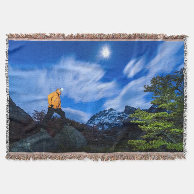 Explorer On Cerro Torre Area Throw Blanket (Front)