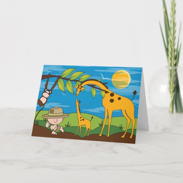 Explorer on Jungle Safari Birthday Invitation Card (Front)