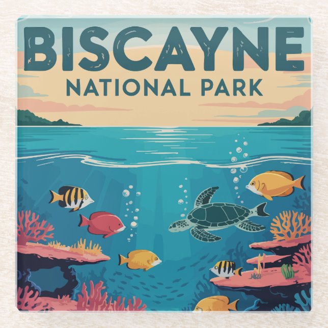 Exploring Biscayne National Park Florida Waters Glass Coaster (Front)