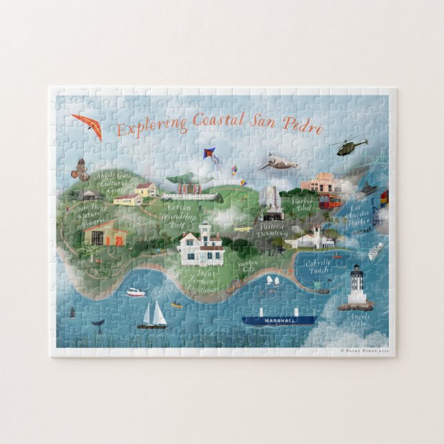 Exploring Coastal San Pedro Illustration Jigsaw Puzzle (Horizontal)