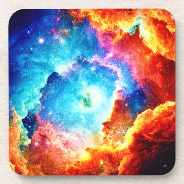 Exploring Colourful Nebula Art Coaster (Front)