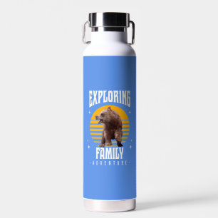 Exploring Family Bear Vintage Vacation Adventure Water Bottle