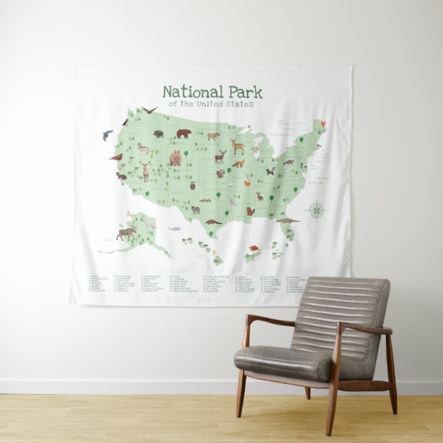 Exploring National Park Map Woodland Nursery  Tapestry (In Situ (Horizontal))