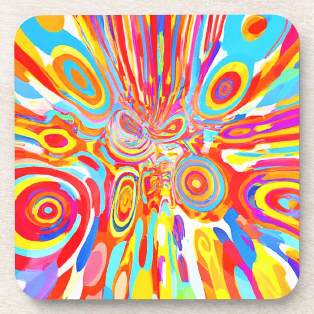 Exploring Vibrant Colourful Pattern Coaster (Front)