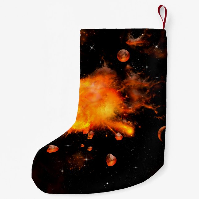 Explosion a planet small christmas stocking (Back)