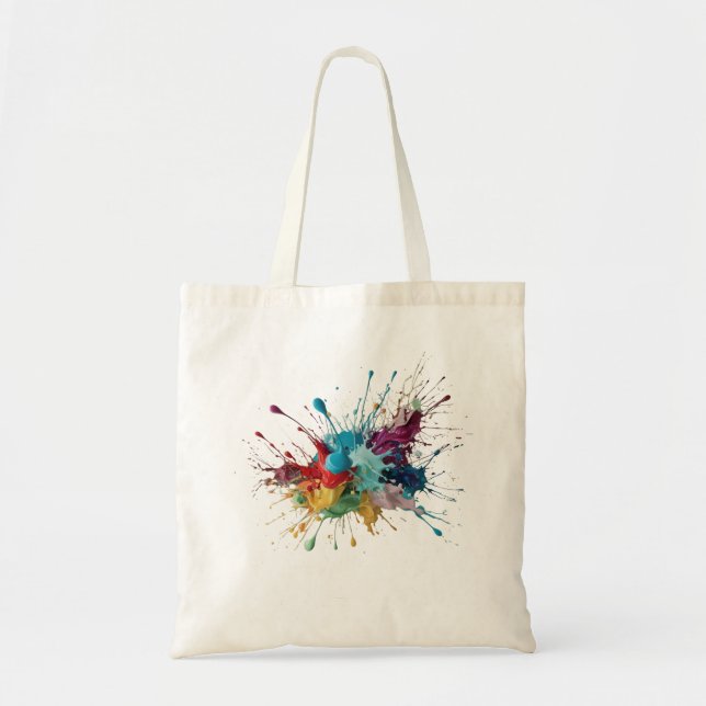 Explosion of Colours – Vibrant Abstract Multi- Tote Bag (Front)