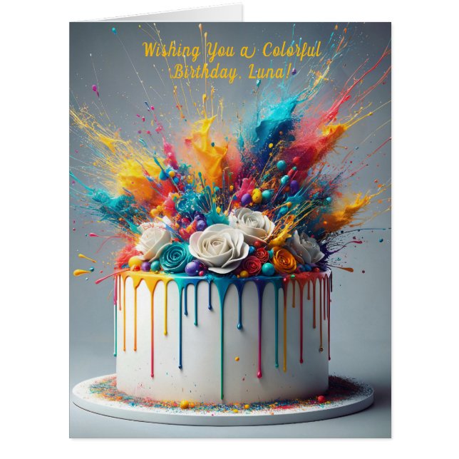Explosion of Joy – Happy Birthday Cake (Front)