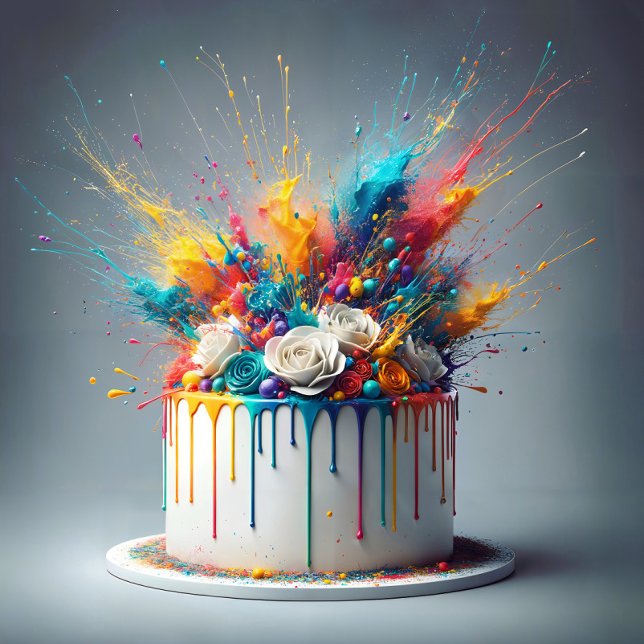 Explosion of Joy – Happy Birthday Cake Ceramic Tile (Creator Uploaded)