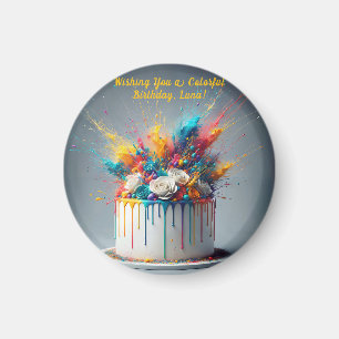 Explosion of Joy – Happy Birthday Cake Magnet