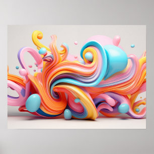 Explosion of pastel-coloured forms poster