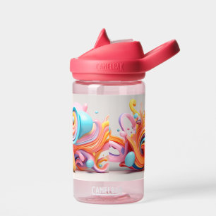Explosion of pastel-coloured forms water bottle