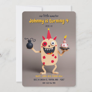 Explosive Birthday - Monster Mayhem Chocolate BG Invitation