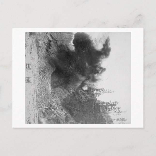 Explosive Blast on Side of Mountain During Postcard (Front)