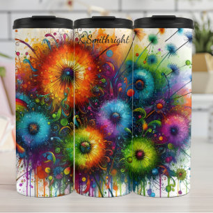 Explosive Colourful Dandelion Abstract Splatter Thermal Tumbler