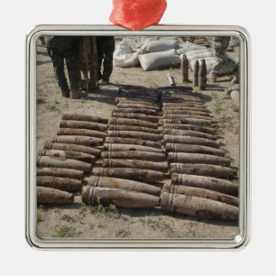 Explosive devices are identified and inventorie metal tree decoration