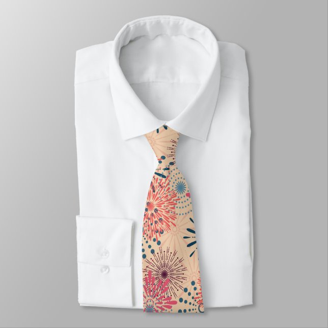 Explosive Fireworks Illustration Tie (Tied)