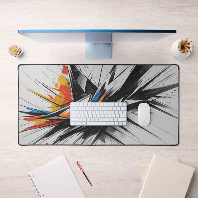 Explosive Geometry: A Burst of Abstract Energy Desk Mat (Office 1)