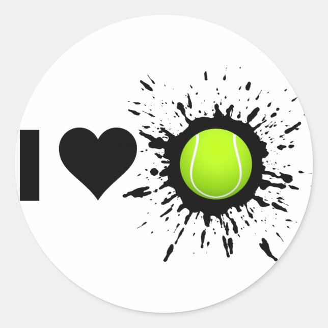 Explosive I Love Tennis Classic Round Sticker (Front)