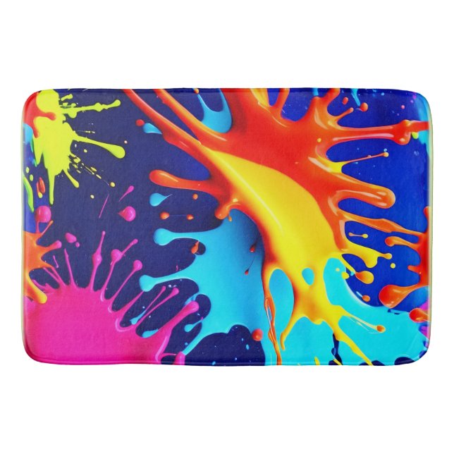 Explosive Neon Colours in Abstract Art Bath Mat (Front)