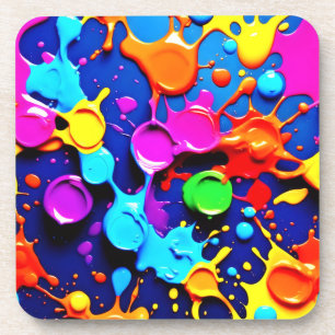 Explosive Neon Colours in Abstract Art Coaster