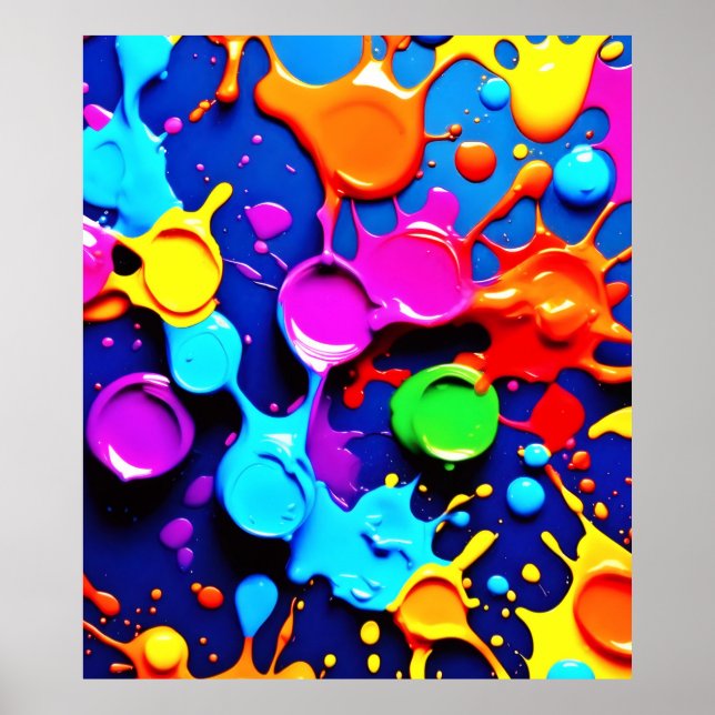 Explosive Neon Colours in Abstract Art Poster (Front)