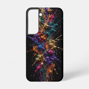Explosive Paint Splash Column - Gold Teal Magenta Samsung Galaxy Case