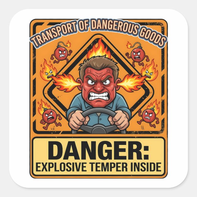 Explosive Temper Trucker | ADR digital download Square Sticker (Front)