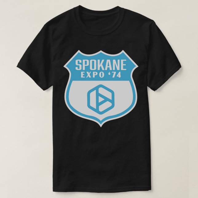 Expo 74 Spokane Worlds Fair Retro Shield Blue T-Shirt (Design Front)
