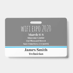 Expo ID Horizontal Grey, White & Blue Badge
