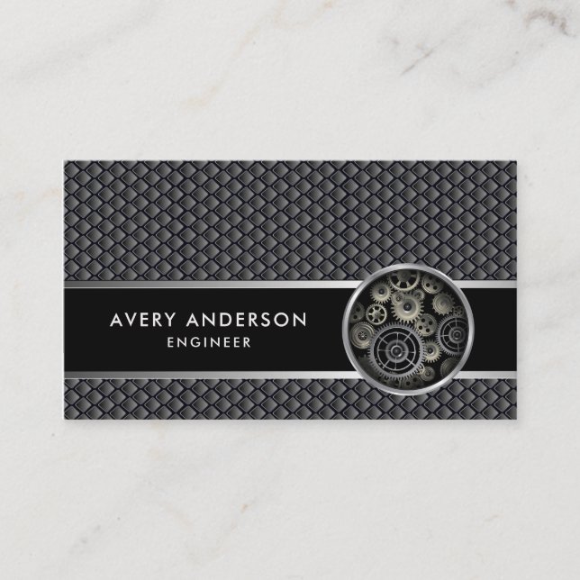 Exposed Gears Mechanical Look Business Card (Front)
