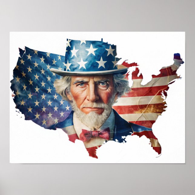 Exposer of American Flag and USA Map Poster (Front)