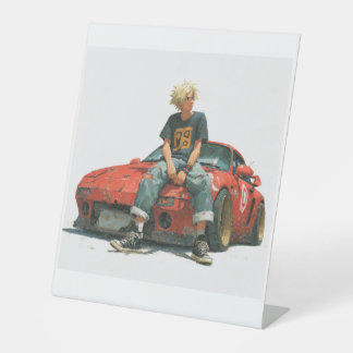 expositor en l de coche modificado pedestal sign