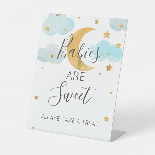 Expositor En L Moon & Stars Baby Shower Treat Sign (Front)
