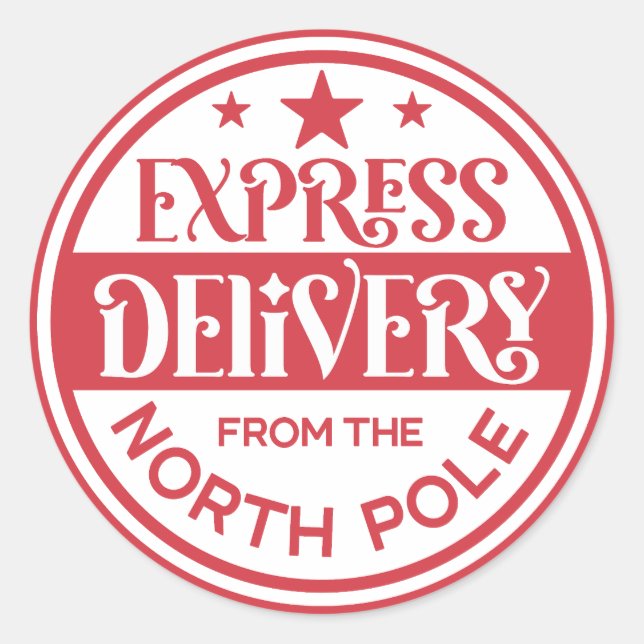 Express Delivery from the North Pole Classic Round Sticker (Front)