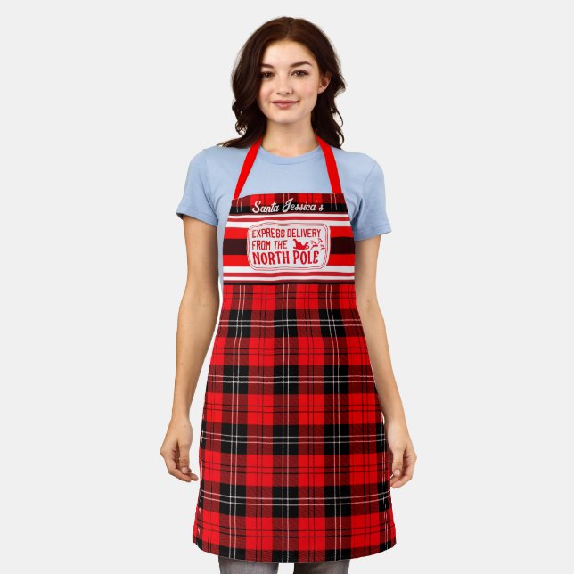 Express delivery North Pole Xmas theme custom name Apron (Worn)