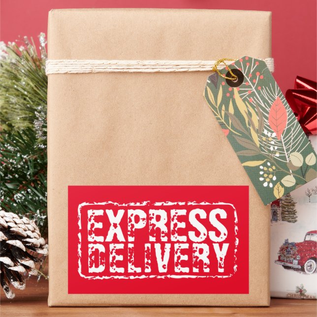 Express Delivery vintage red rubber stamp sticker (Holiday)