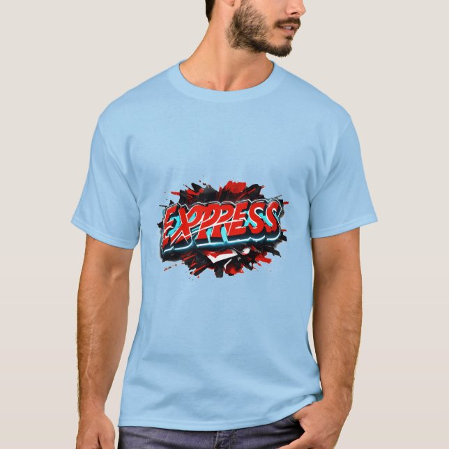 EXPRESS: Graffiti-Style 3D Metallic T-Shirt Design (Front)