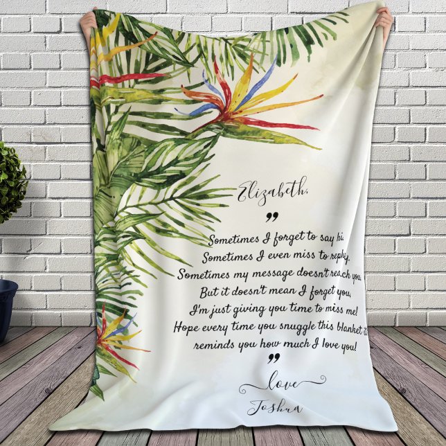 Express it with Words Custom Message Tropical Fleece Blanket (Creator Uploaded)