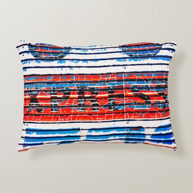"Express" - Rustic Distressed Peeling Paint Decorative Cushion (Front)