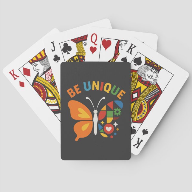 Express Your True Colours Butterfly Design Playing Cards (Back)