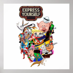 Express Yourself Retro Cartoon Collage Wall Art Po