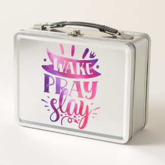 Express Yourself - Wake Pray Slay - Pink Metal Lunch Box