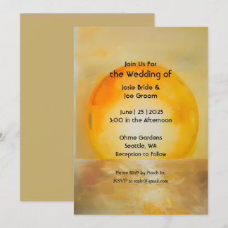 Expressionalist golden sunrise wedding invitation