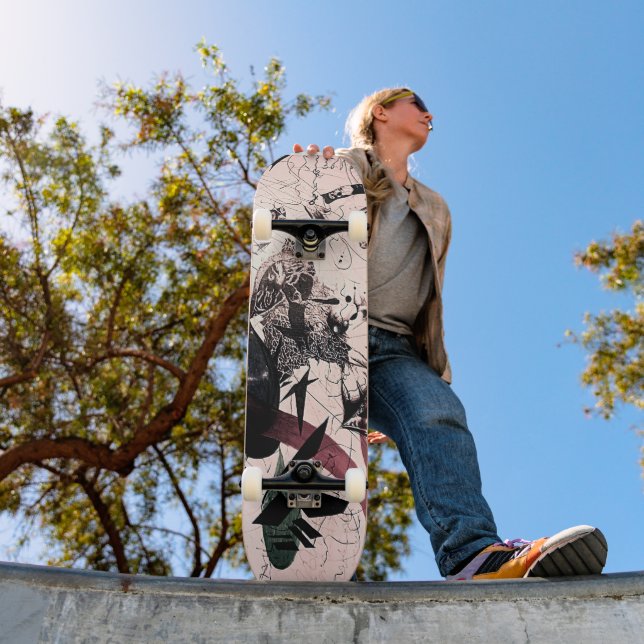 " Expressionism Skateboard: Unique Mixed Media  Skateboard (Outdoor 1)